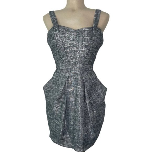 NWT BCBGeneration Teal Silver Combo Cocktail Mini Dress Women's Size 0 - Picture 1 of 8